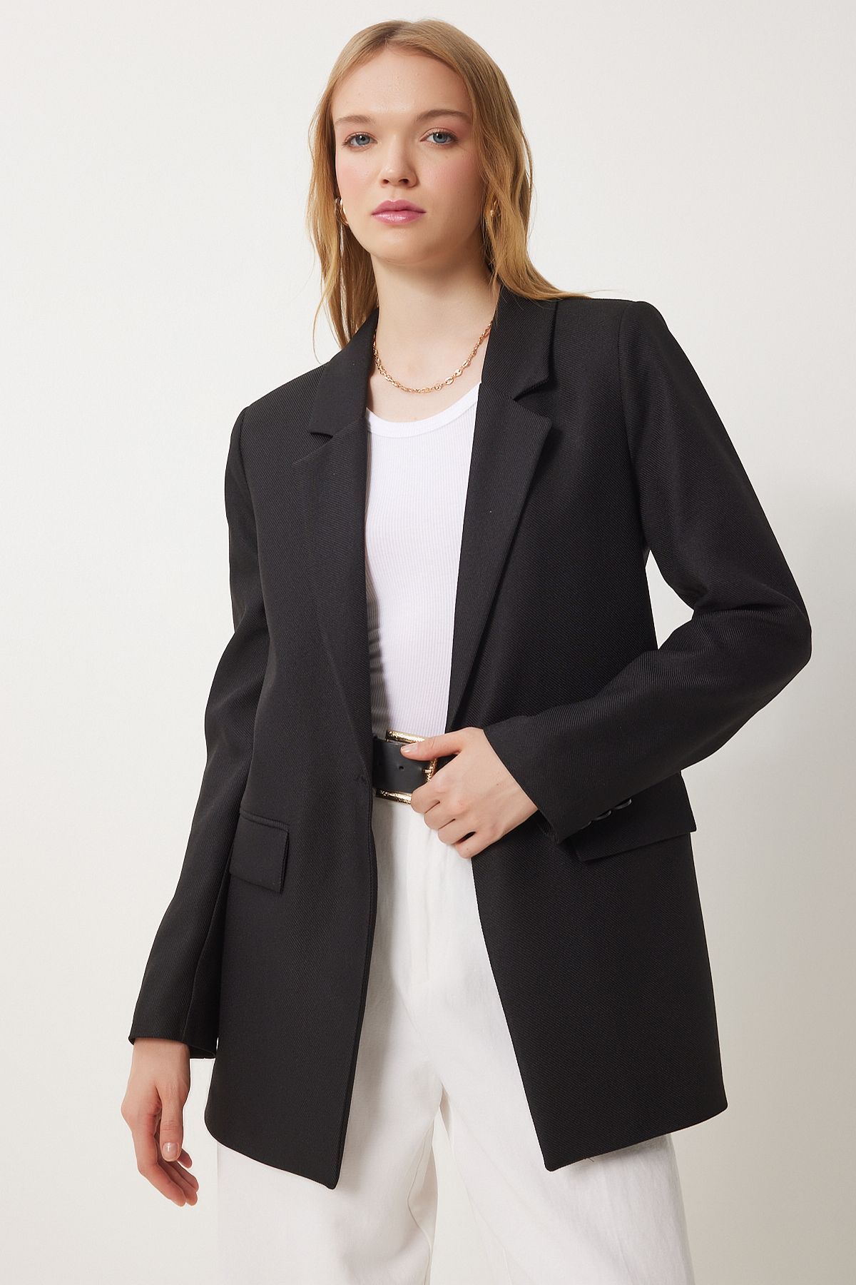 WOMEN BLACK WATCHING BLAZER JACKET HL00005