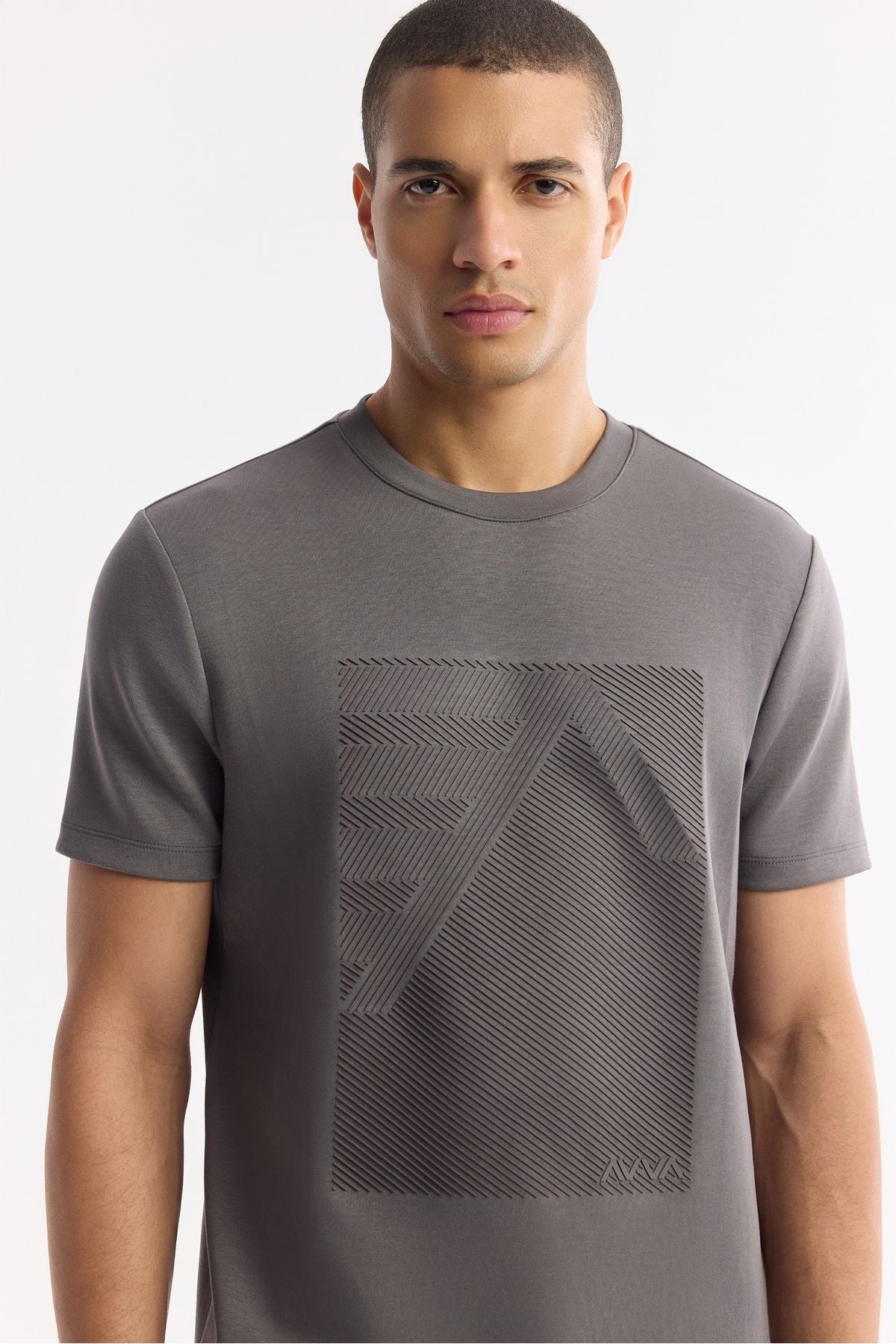 Men's anthracit bicycle collar injection printed interlok T-shirt A51y1072