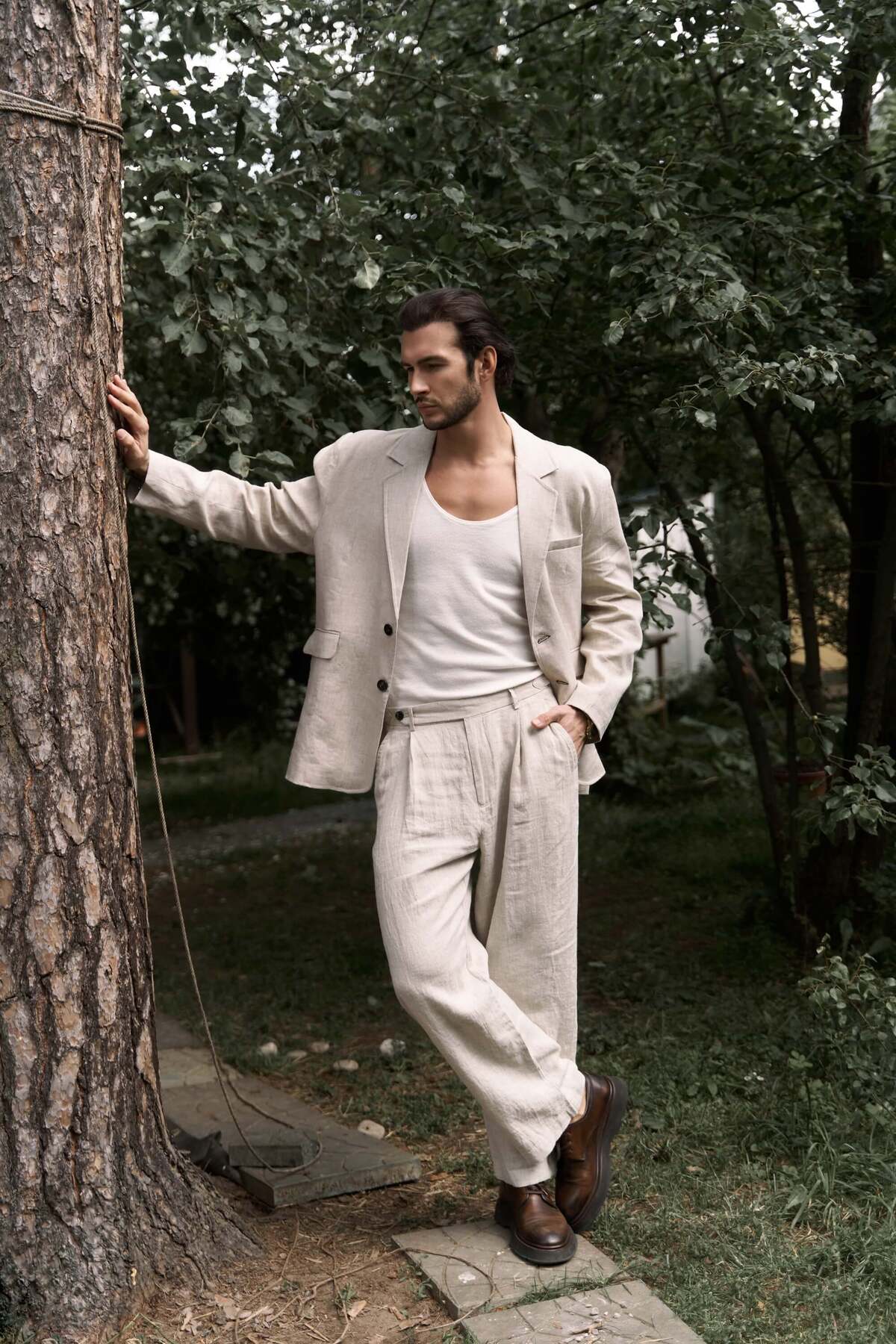 Carlo Natural Keten Erkek Blazer