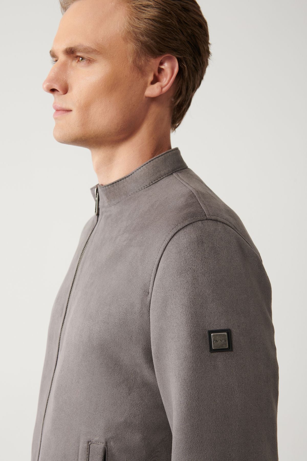 Men's anthracit suede textured front zipper Fine Mont B006002