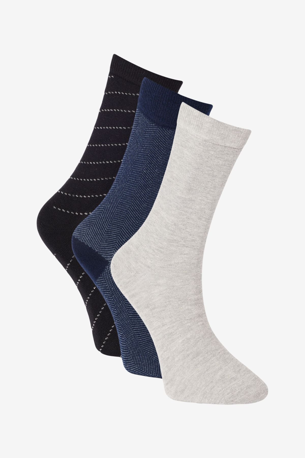 STD Men's Black-Gri Patterned 3-Socket Socks Classic