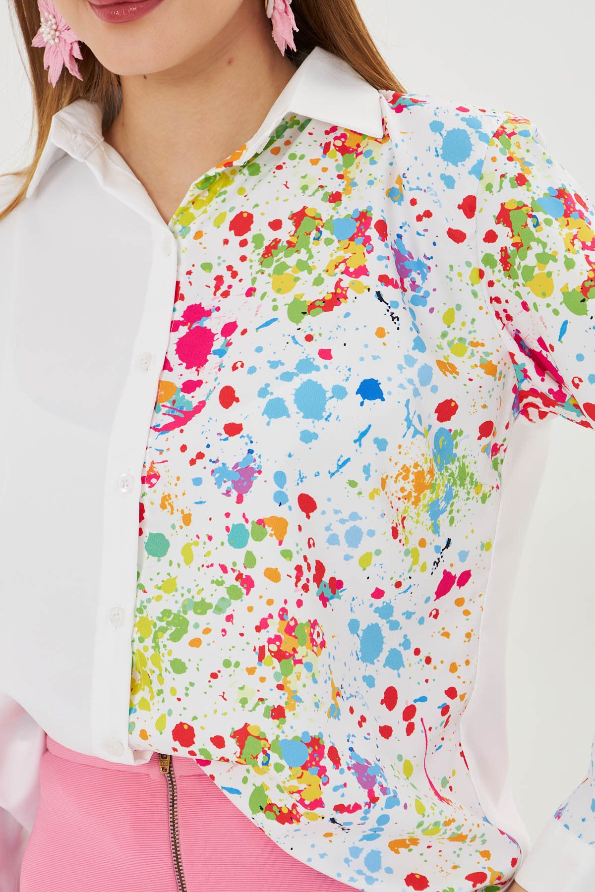 Female Green Asymmetric Patterned Shirt ARM-25Y001011