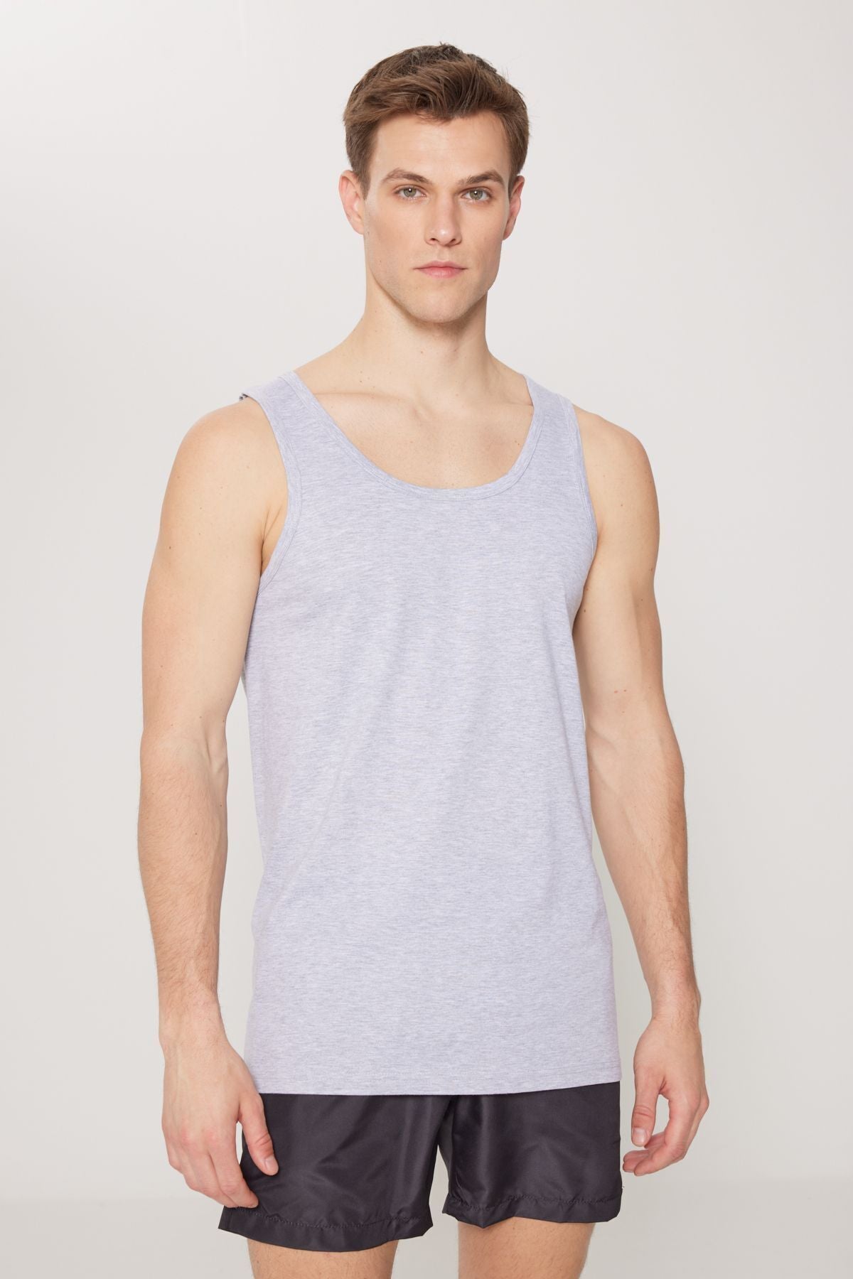 Men's Gray Melanj Sweat Cotton 2 Piece Athlete Pack standard fit normal cut