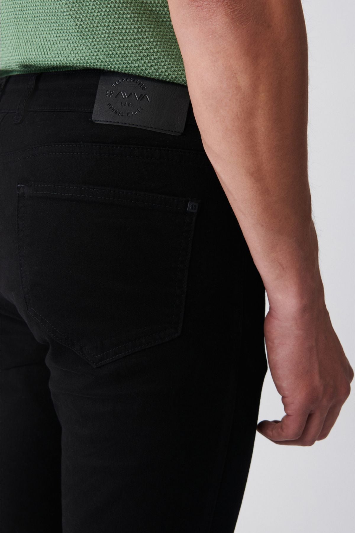 Men's black flexible 5 pocket canvas pants E003055