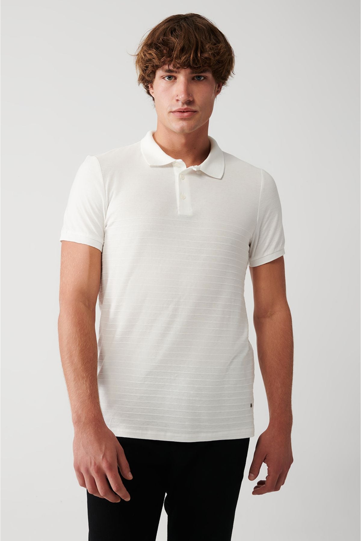 Men's White 100 %Cotton Polo Yaka T-shirt A31y1128