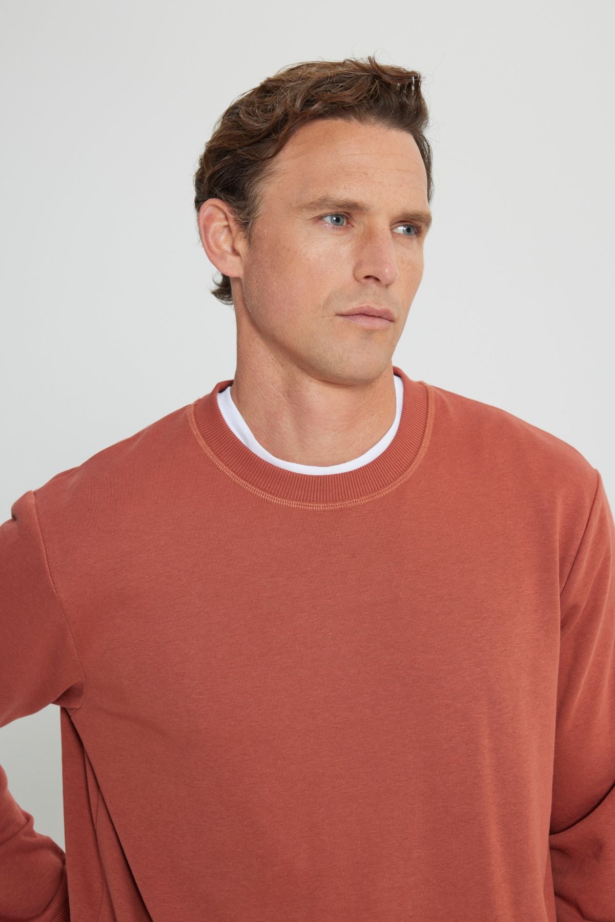 Men's Light Coffee Standard Fit Normal Cut Normal Class Bike 3 IP Cotton Sweatshirt