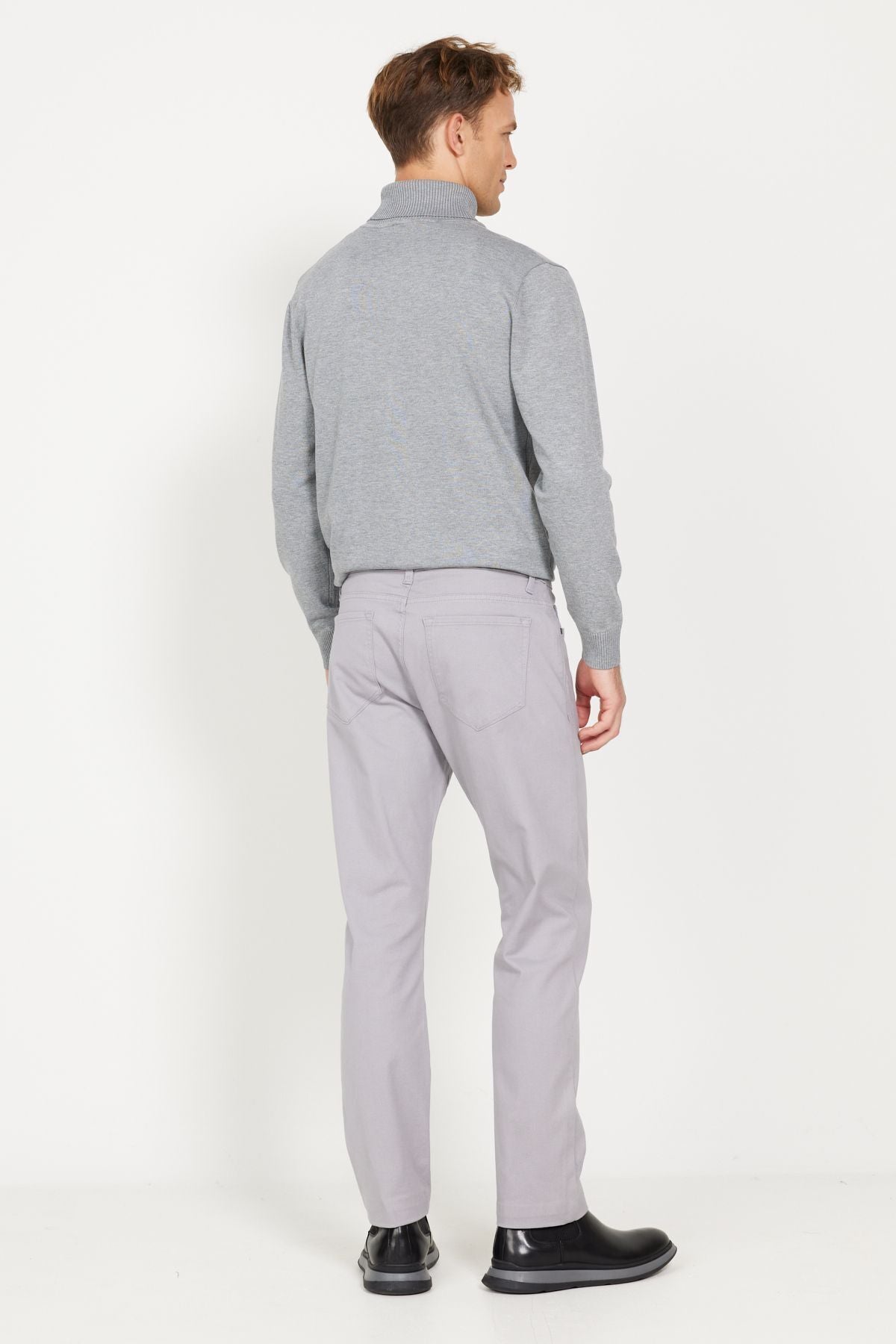 Men's Stone Slim Fit Narrow Cut 5 Pocket Cotton Fleet Pants