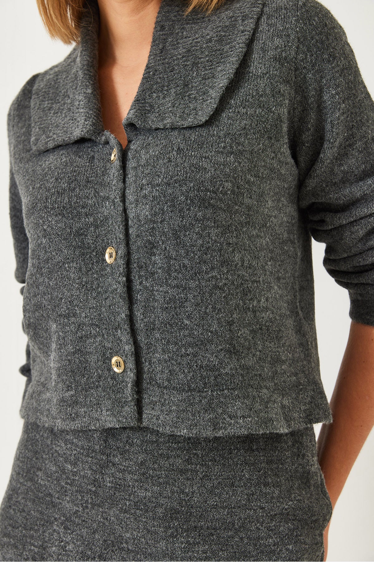 Women's Three Button Skirted Knitwear Suit 241049 60261261