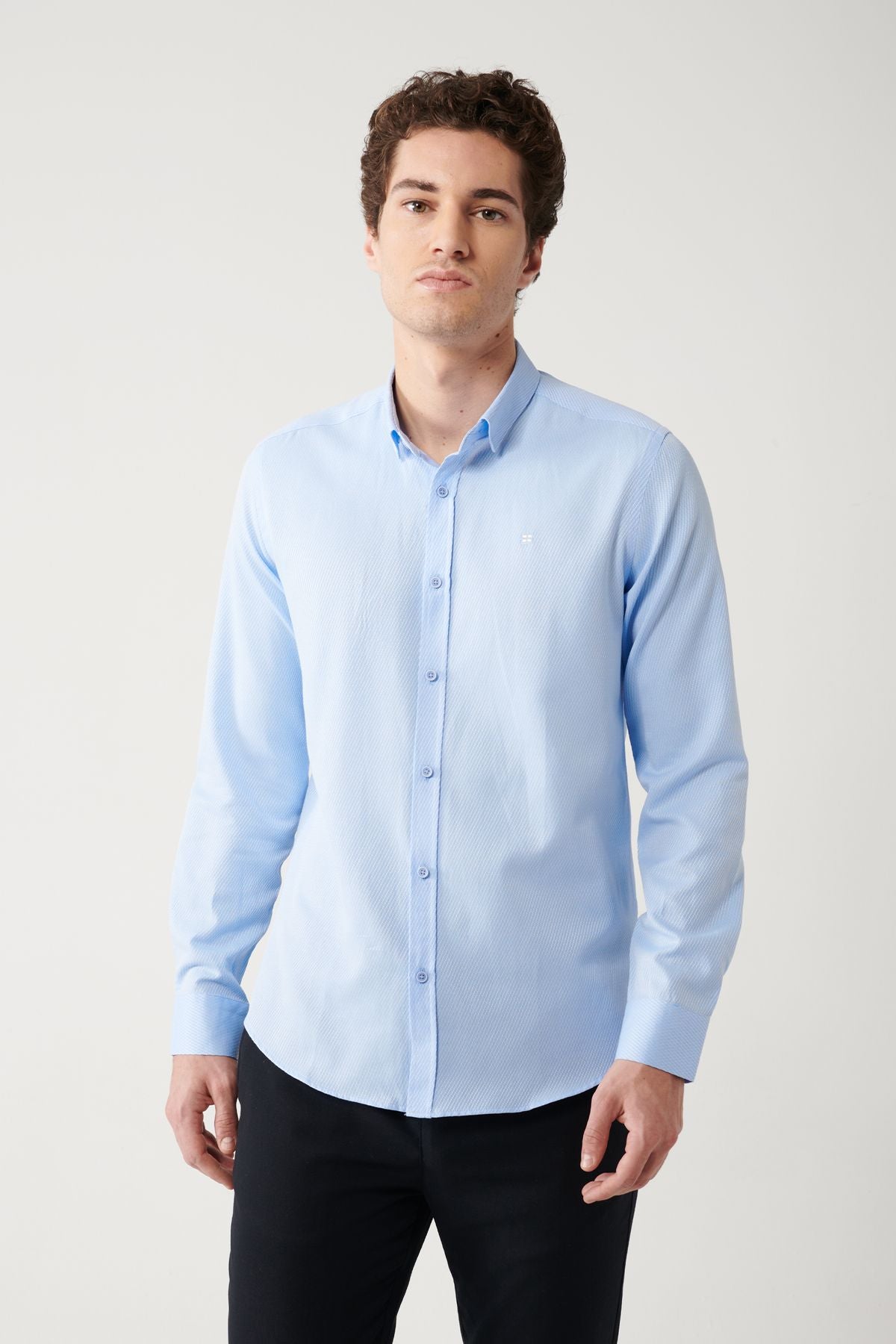 Men's Blue Cotton Amelor Shirt A32Y2056