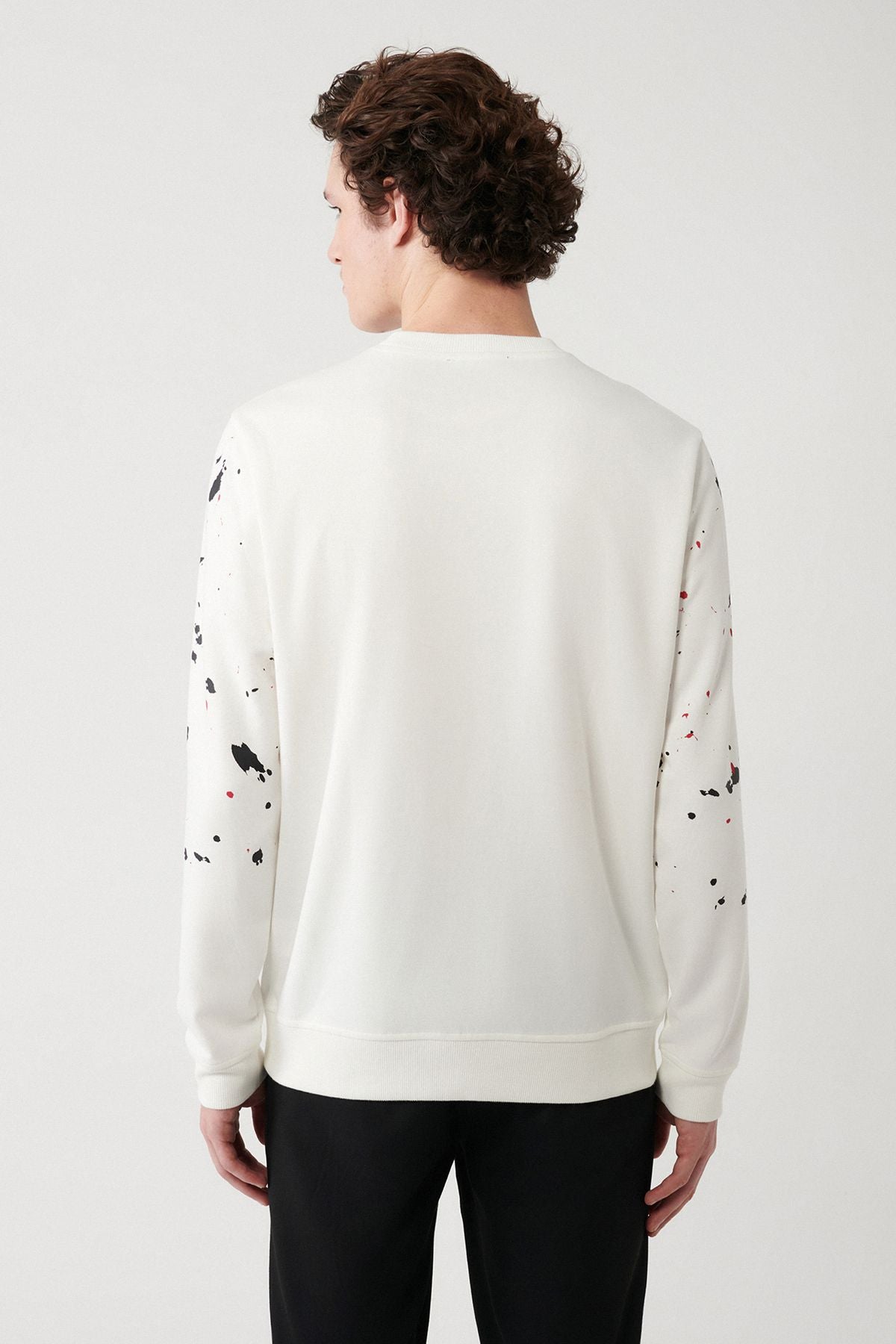 Men's White Unisex Sweatshirt Bike Cyclocus Interlok Fabric Printed Regular Fit A32Y1199