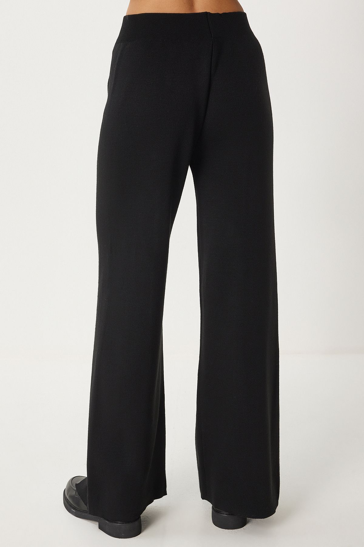 Woman Black Stylish Knitwear Cossack Pants Set Mu00012
