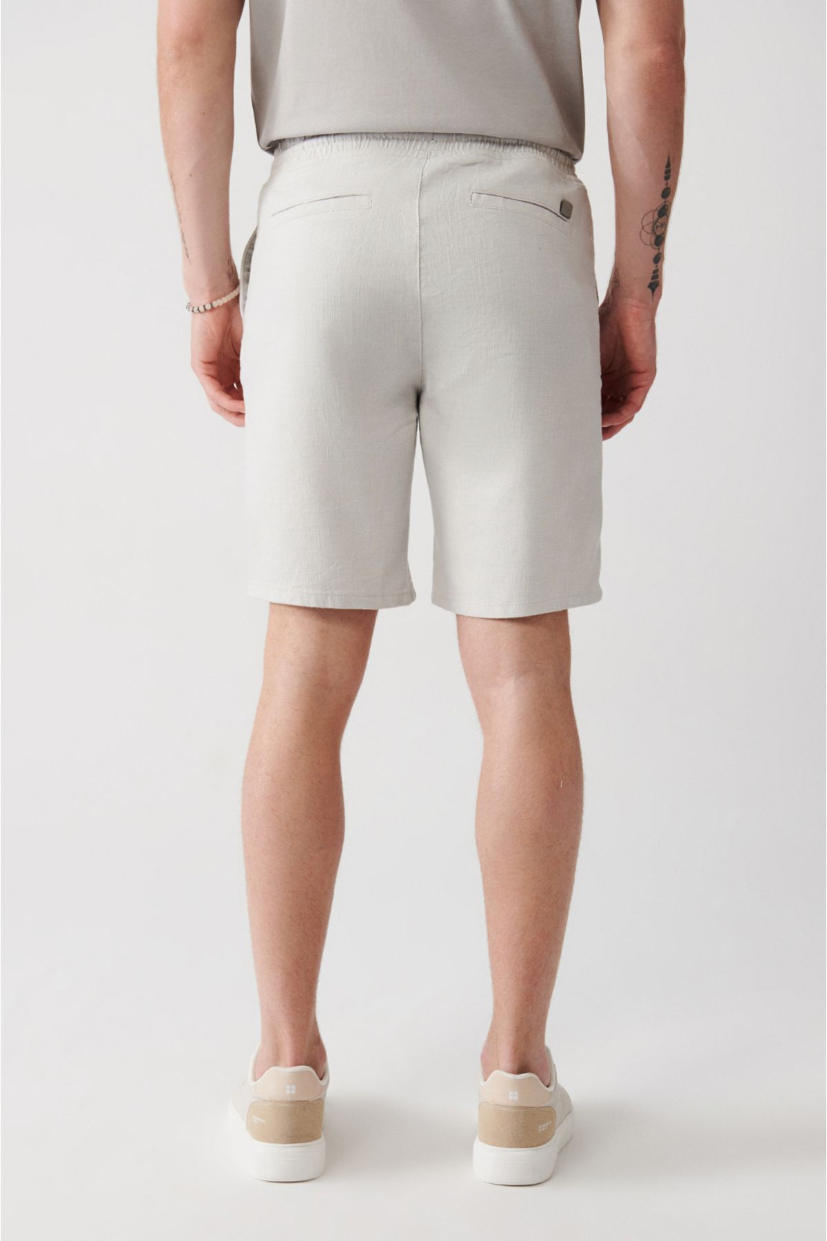 Men's Stone 100 %Cotton Side Waist Waist Linen Fine texture E003603