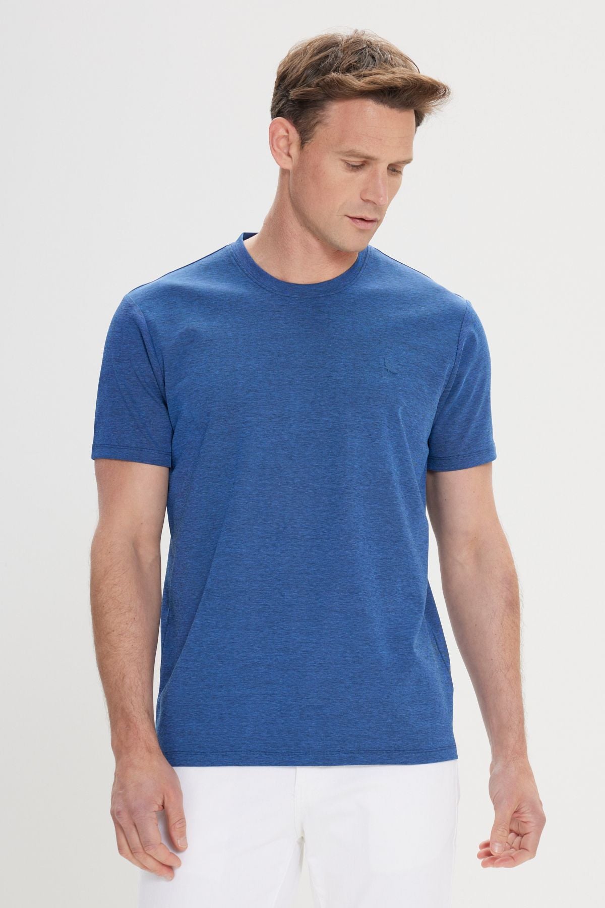 Slim fit narrow cut bike collar cotton t -shirt