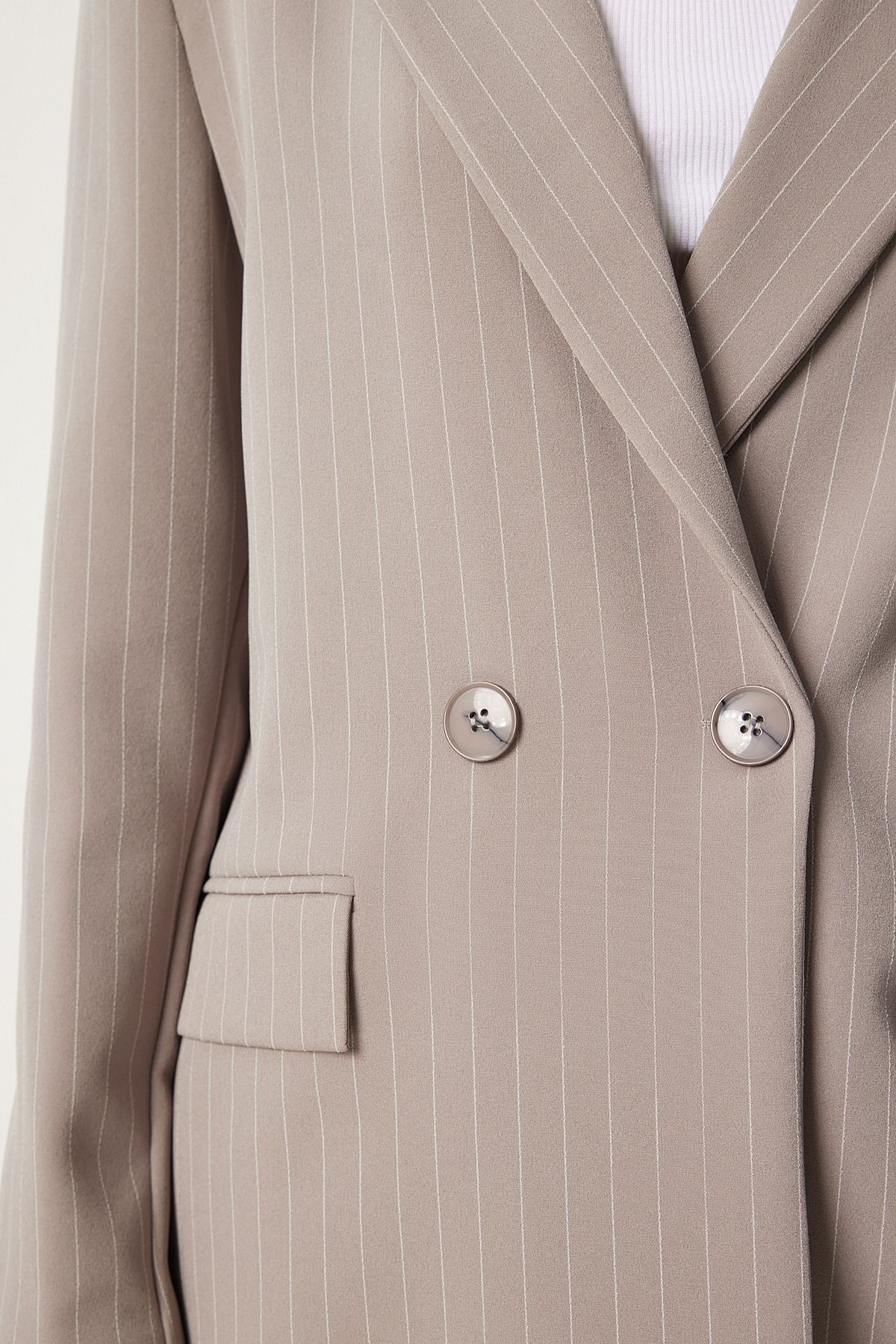 Female mink fine striped oversize cruve jacket to00152