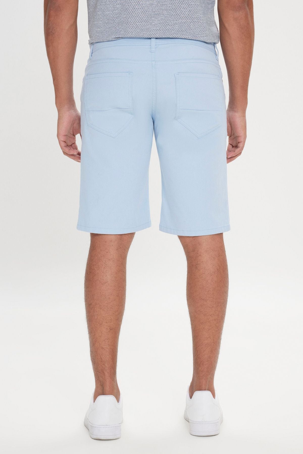 Men's Light Blue Slim Fit Narrow Cut Side Pocket Wafer Patterned Shorts