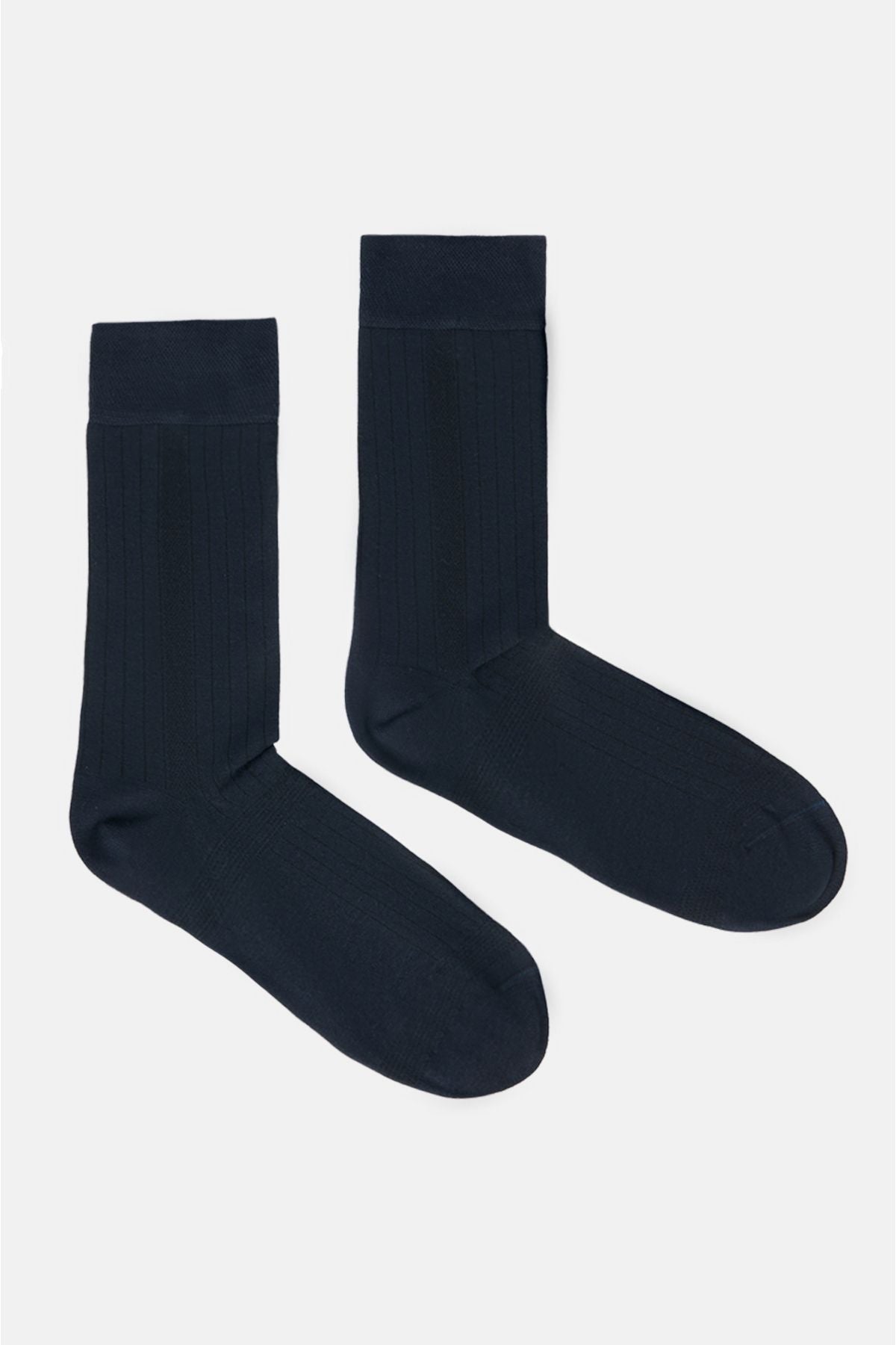 Men's navy blue flat bamboo socket socks A32y8545