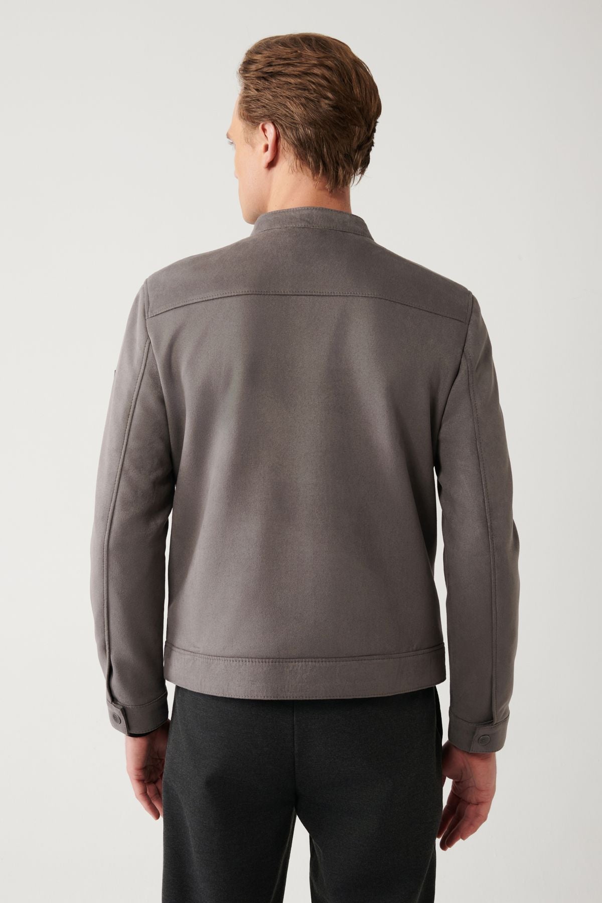 Men's anthracit suede textured front zipper Fine Mont B006002