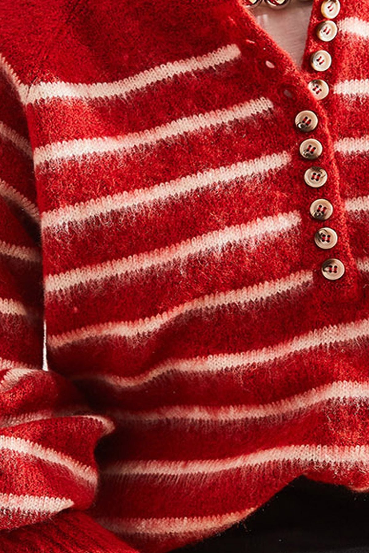 Female Shardon striped 11 button knitwear sweater