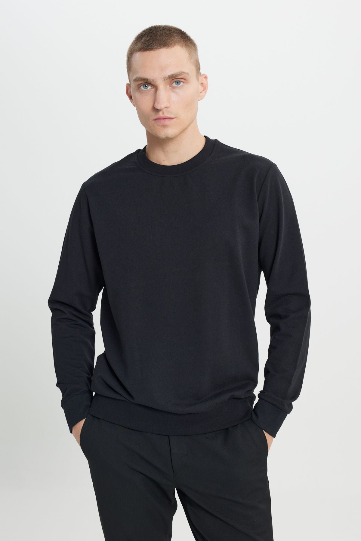 Men's Black 2 Plot Cotton Standard Fit Normal Cut Bicycle Sweatshirt