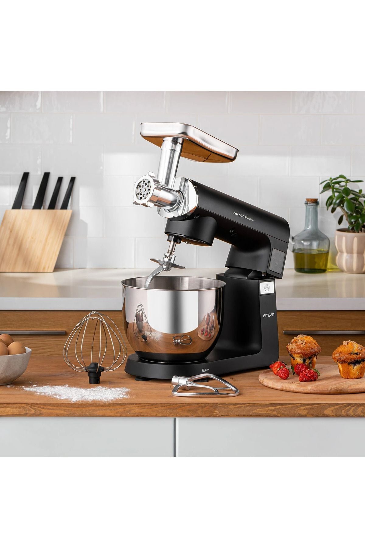 BELLA GUSTO PREMIUM Casting Digital Stand Mixer Kitchen Chef Black 7lt 1800Watt