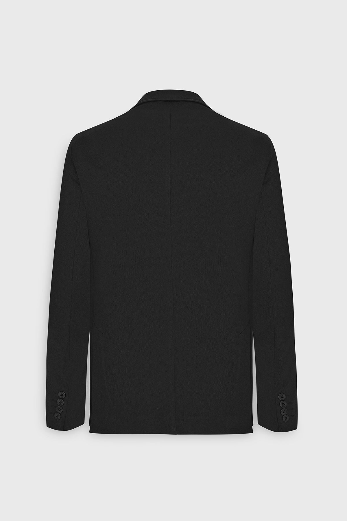 Men's black slim fit narrow cut Mono collar casual blazer jacket