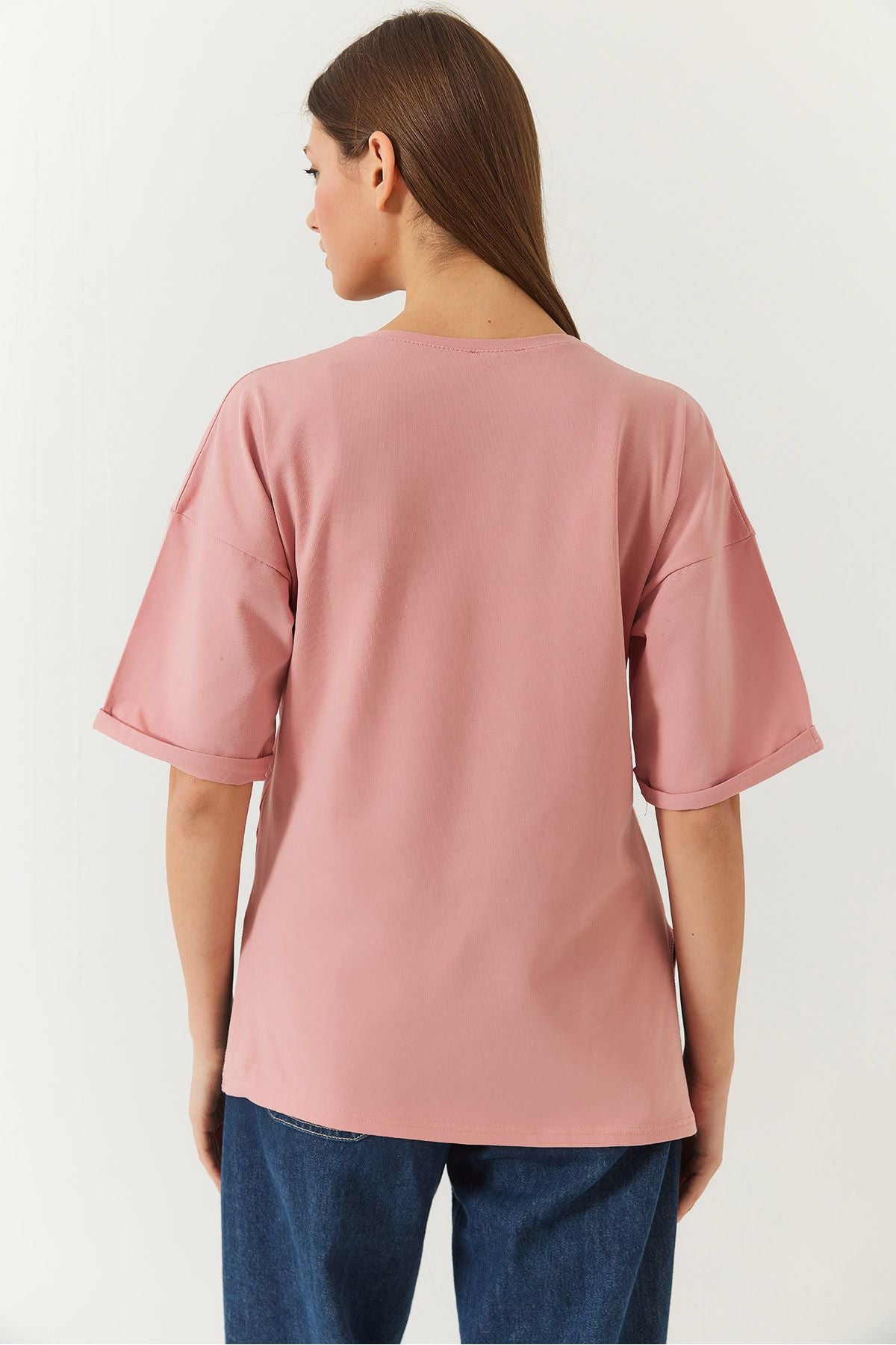 Women's Side Switch Folding Detailed Cycling Bike Basic Basic T-Shirt 60251203