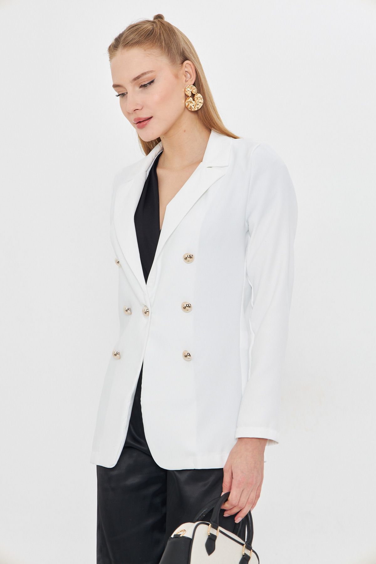 Female white button jacket ARM-20K001151