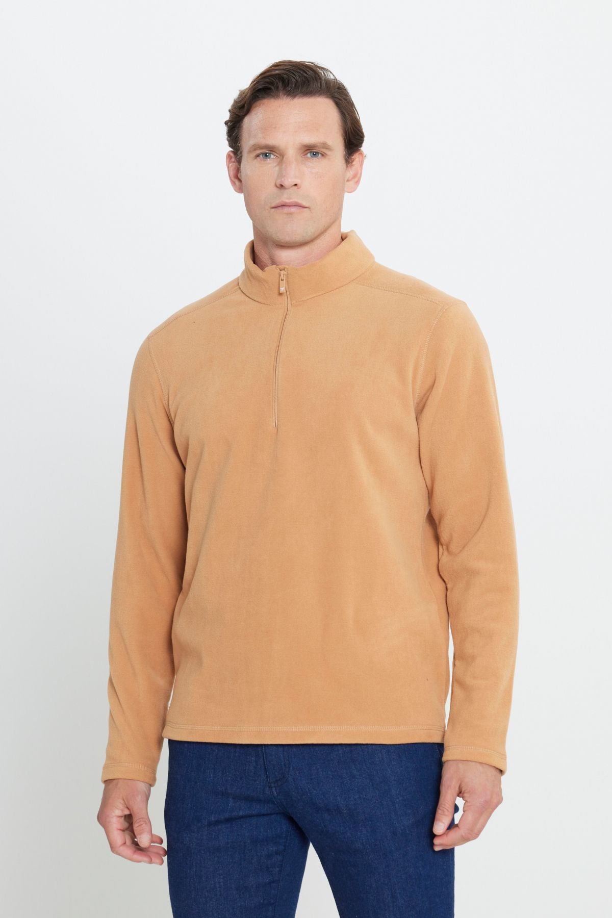 Men's Caramel Anti-Pilling Flash Standard Fit Pllage Solder Cold-proof Polar Sweatshirt