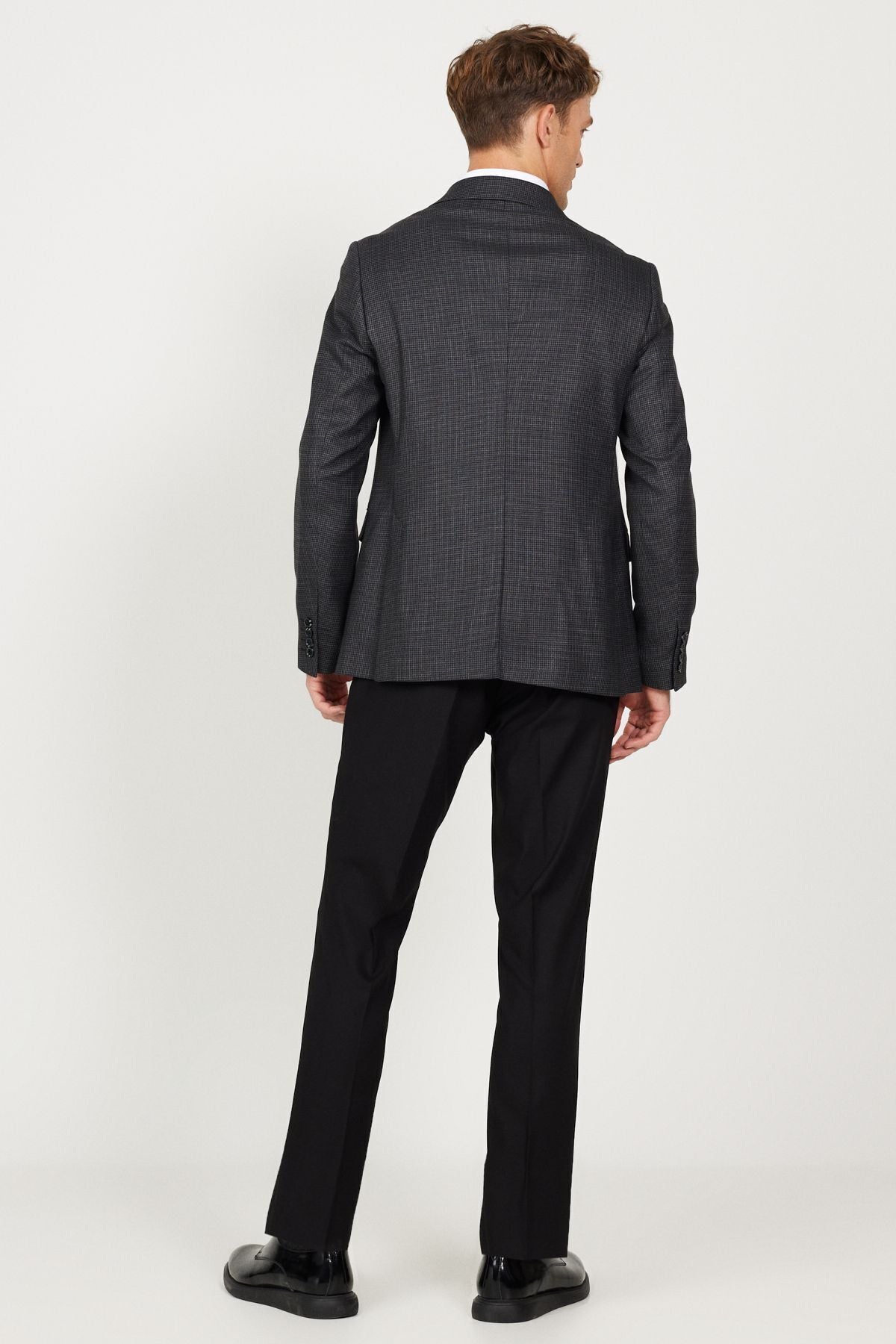 Men's anthracite slim fit narrow cut Mono collar Anecdote Blawal Pants Suit Suit