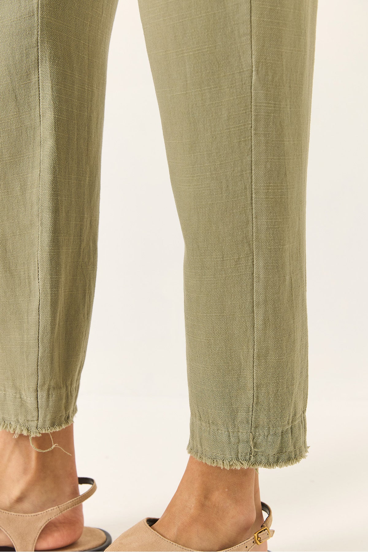Women's Tie Waist Detailed Pocket Linen Carrot Trousers YP5134 60283180