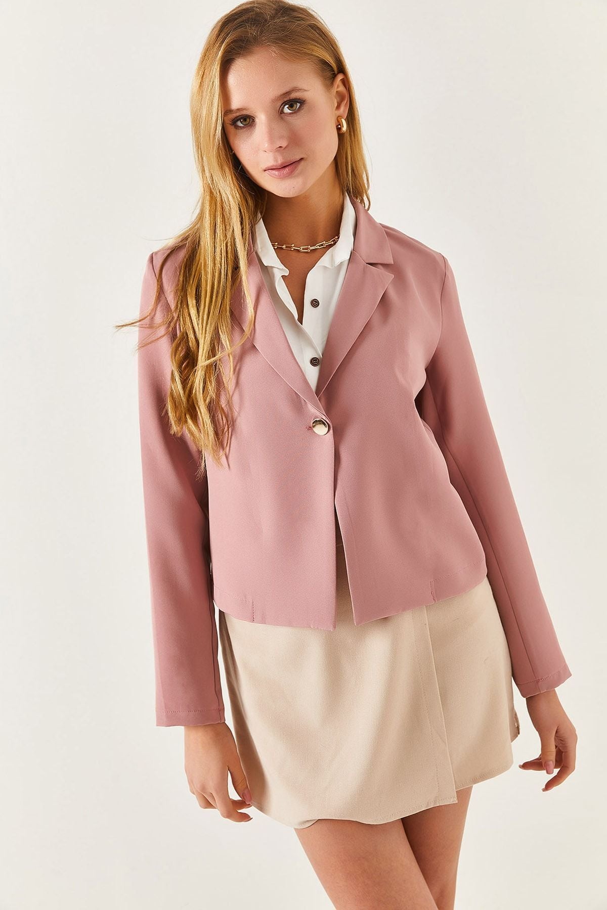 WOMEN'S ROSE DRY SINGLE button Crop jacket ARM-22Y001237