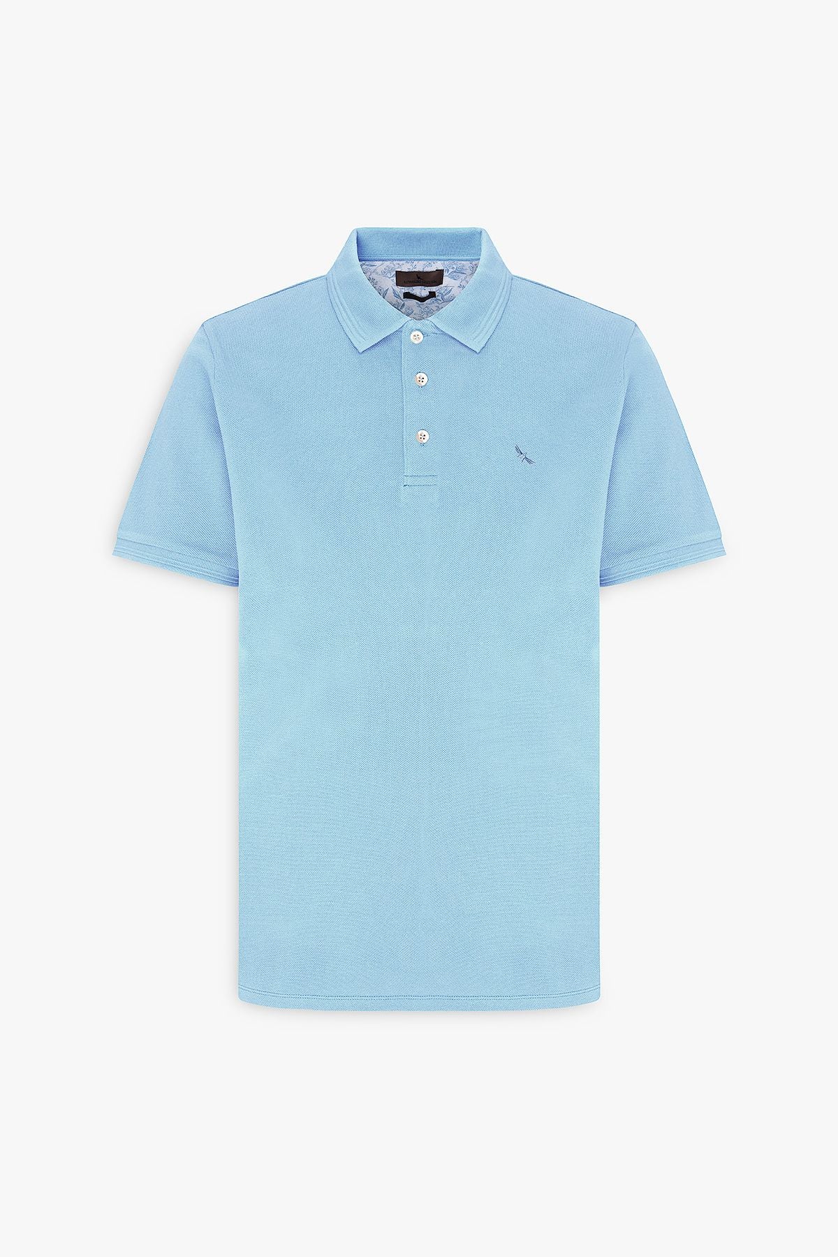 Men's light blue slim fit narrow cut polo collar 100 %cotton short sleeve t -shirt