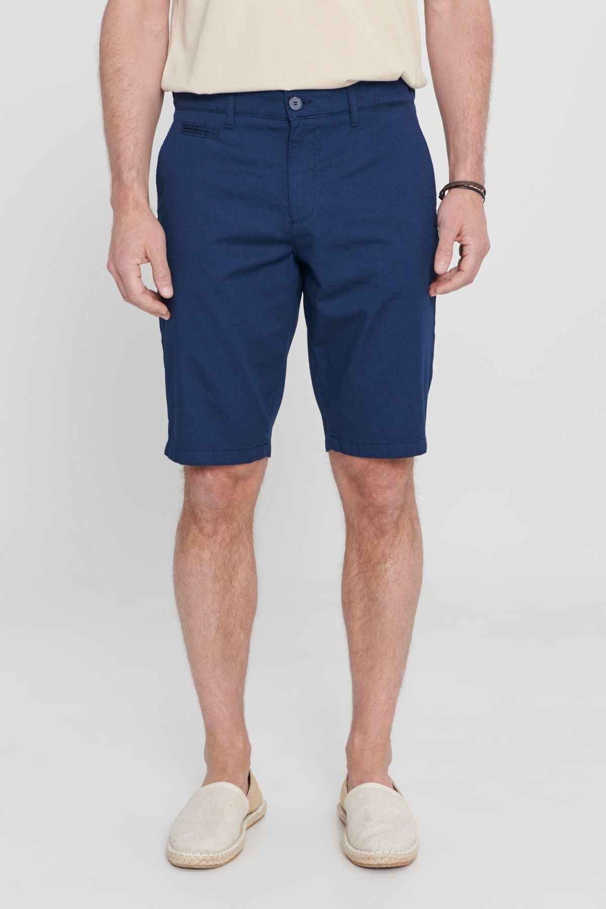 Men's navy blue slim fit narrow -cut cotton Amelor Arkada Side Pocket Shorts