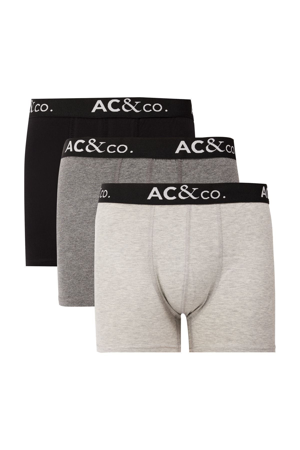 Men's Black-Antrasite Cotton Flexible 3 Piece Boxer Package