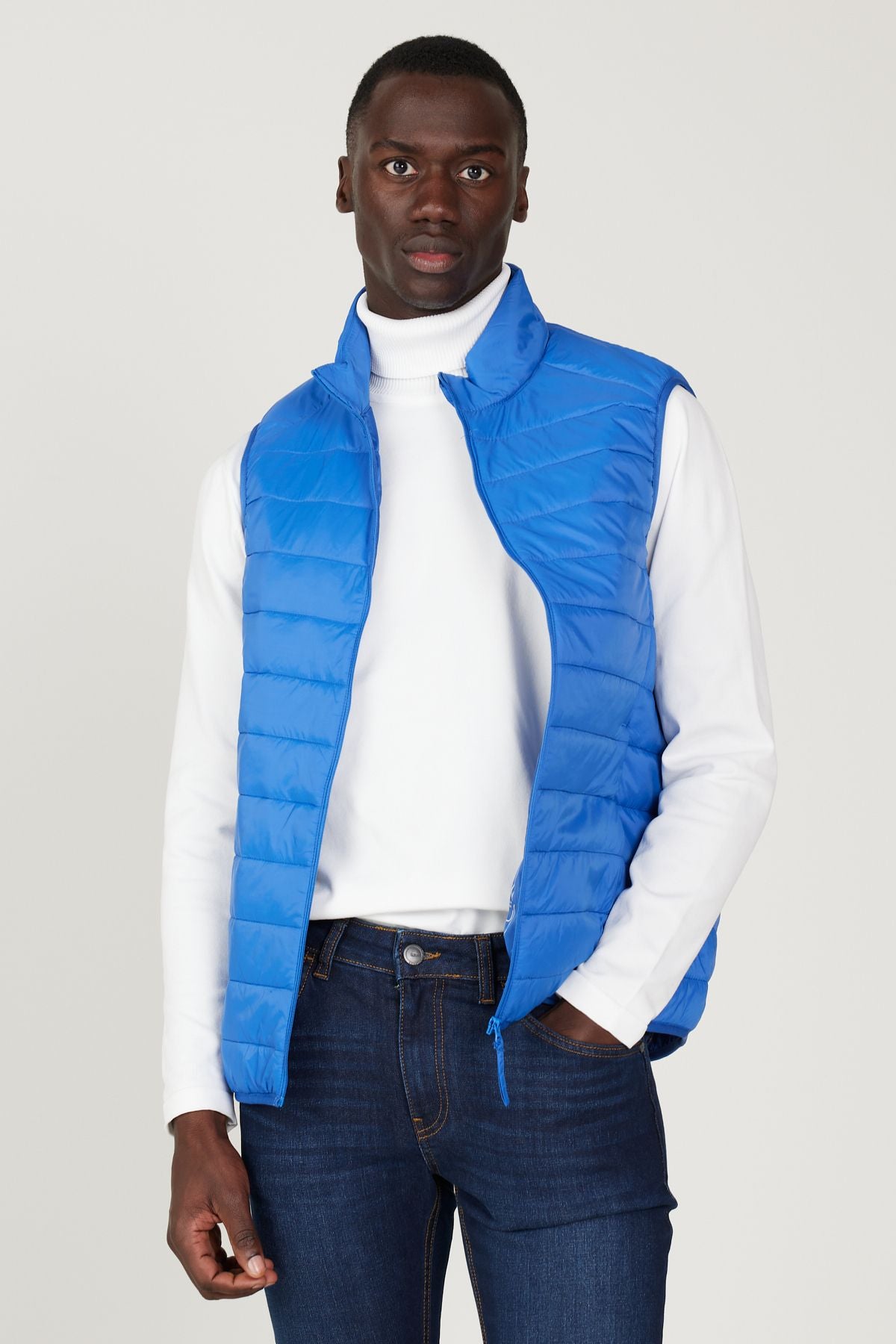 Men's Indigo Inflatable windproofing Fiber Fiber Ultra Light Vest