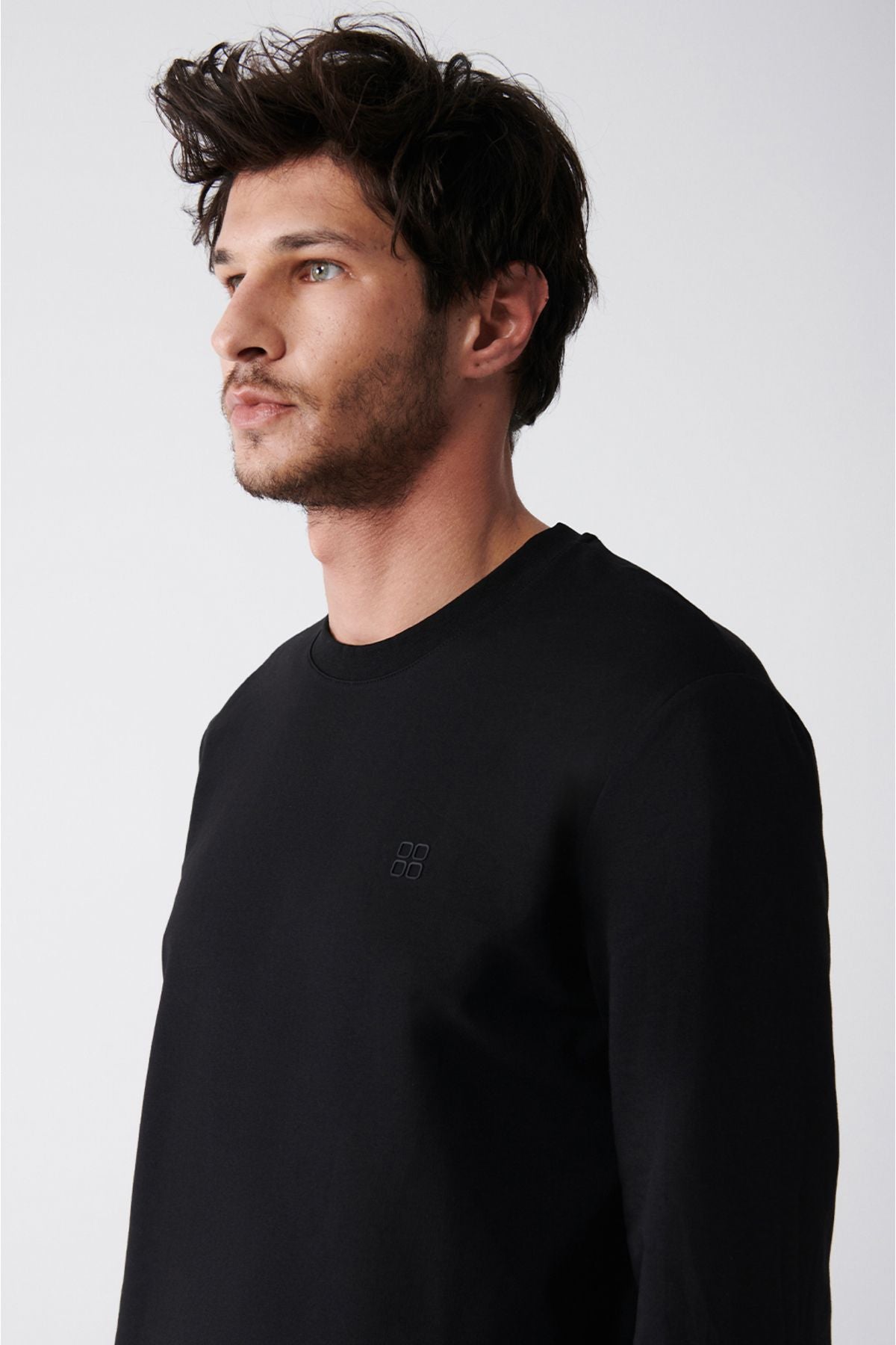 Men's black bike collar cotton cotton 2 -hot -free sweatshirt E001200