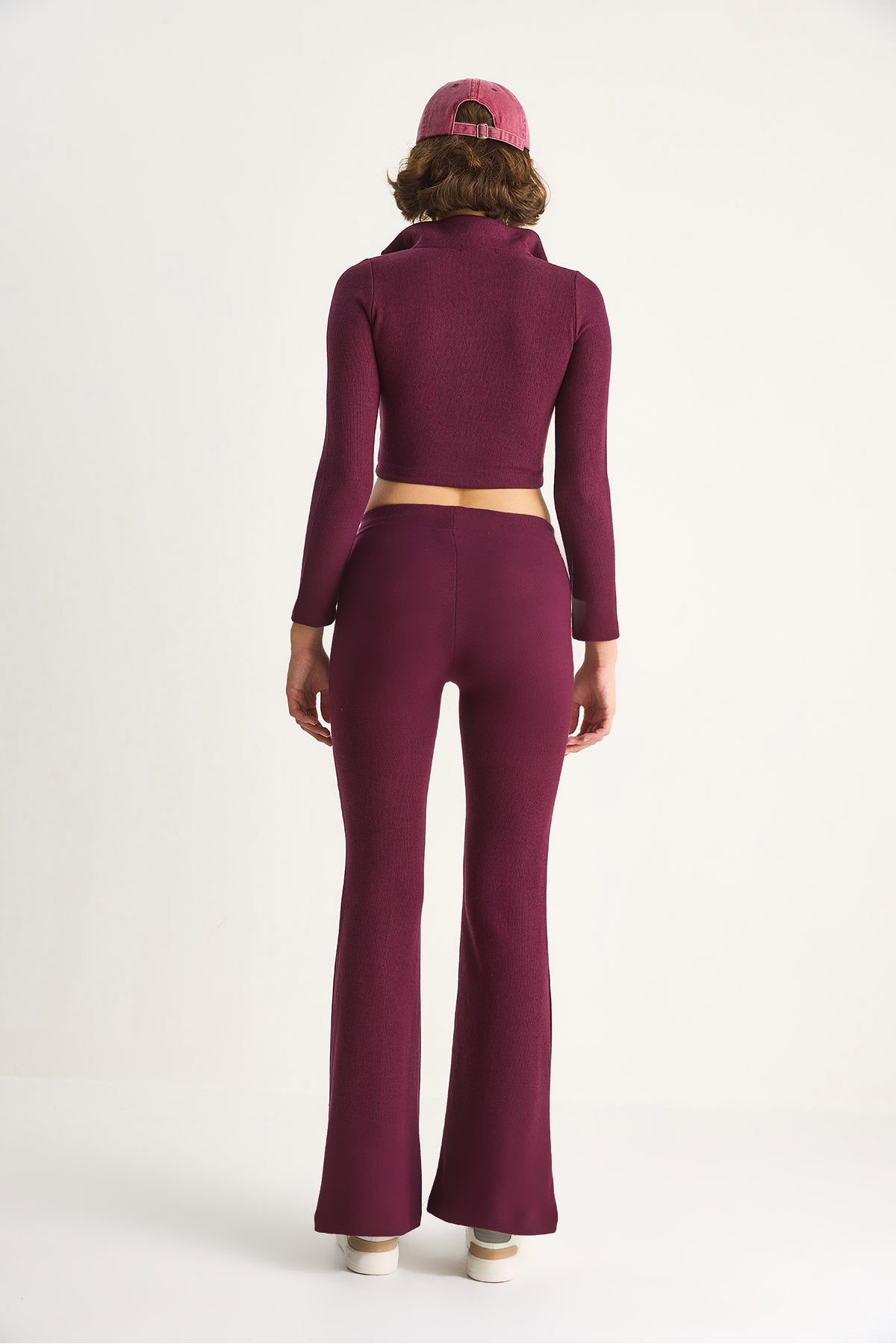 Women's Corduroy Knitted Fabric Double Zipper Detailed Turtleneck Bottom-Top Suit 2421 60284063