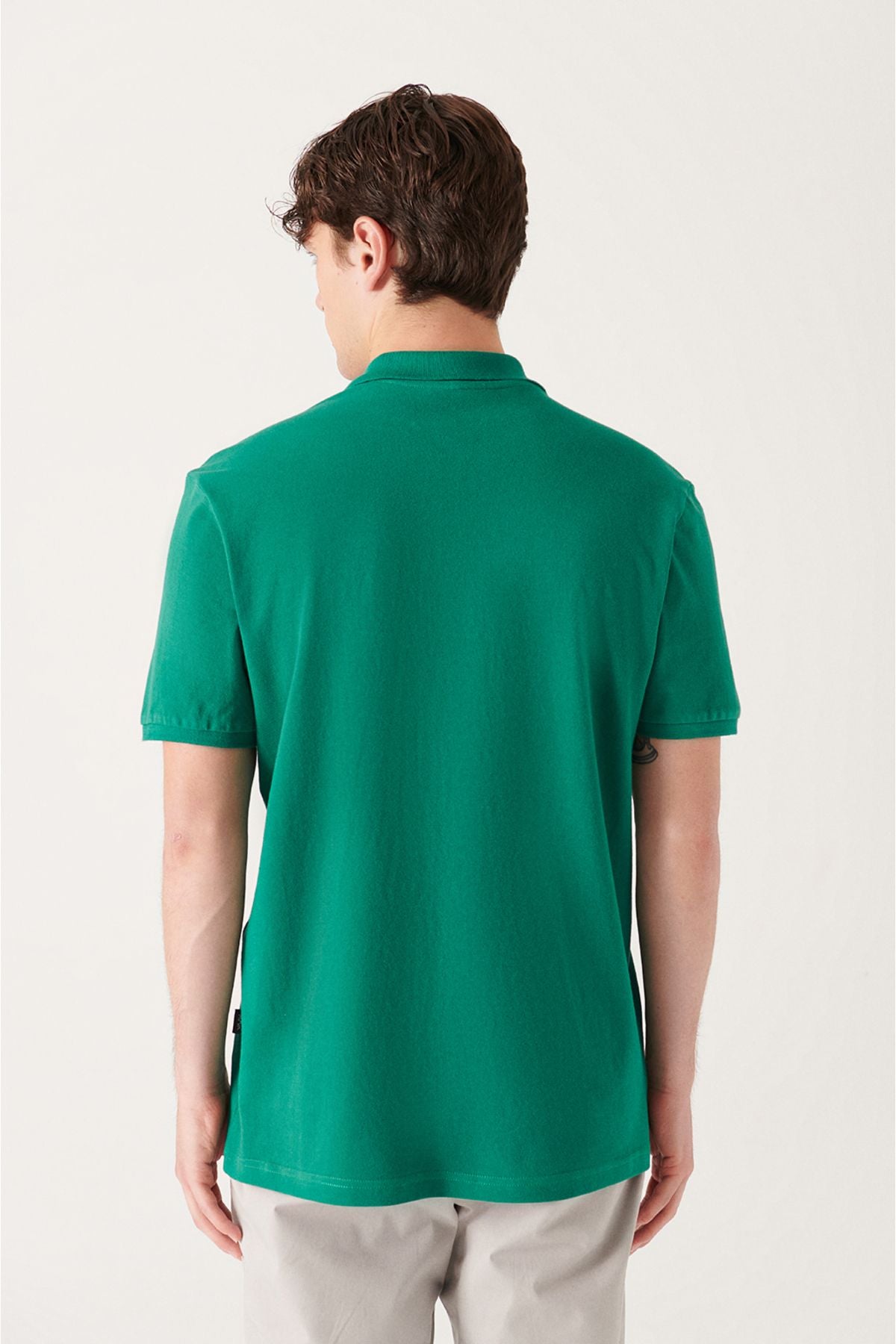 Men's green 100 %cotton cool Polo Yaka T-shirt E001004