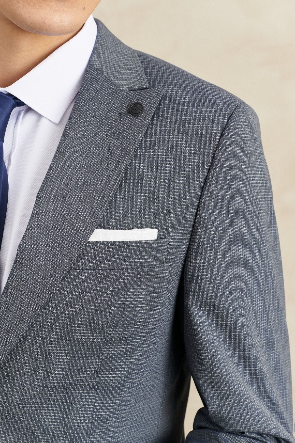 Men's navy blue-gray extra slim fit narrow-cut swallow collar classic suit