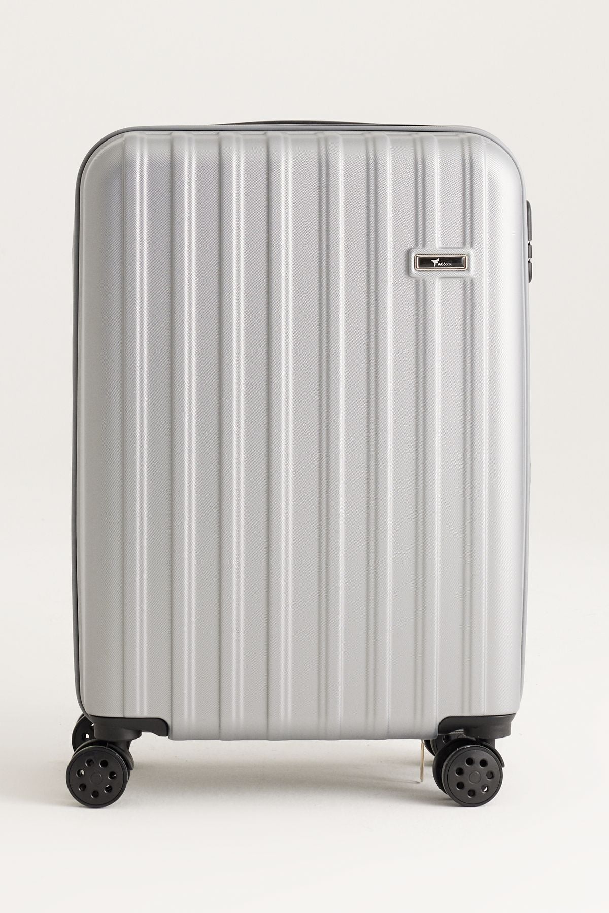 Gray medium size suitcase