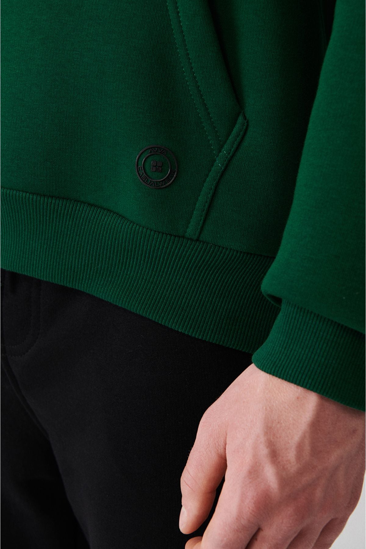 Men's green hooded 3 -IP Cotton Sweatshirt E001018