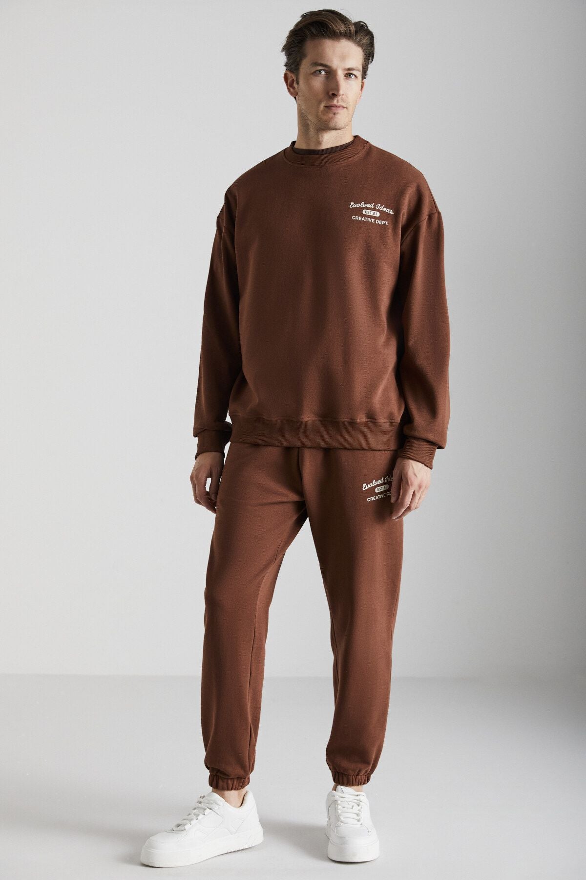 Notingham Men's 2 Set Relaxed Organic Cotton Brown Tracksuit Set with Shardon