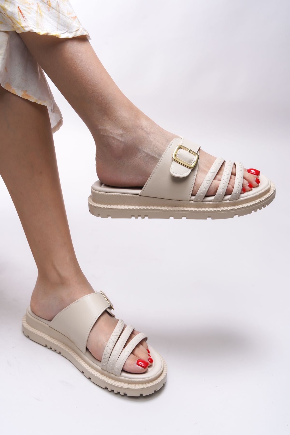 Gresralla Women's Slippers 0012456 beige skin
