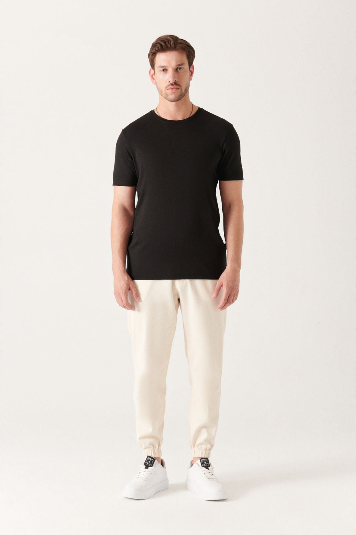Men's Black Ultrasoft Bicycle Collar Flat Modal T-Shirt B001171