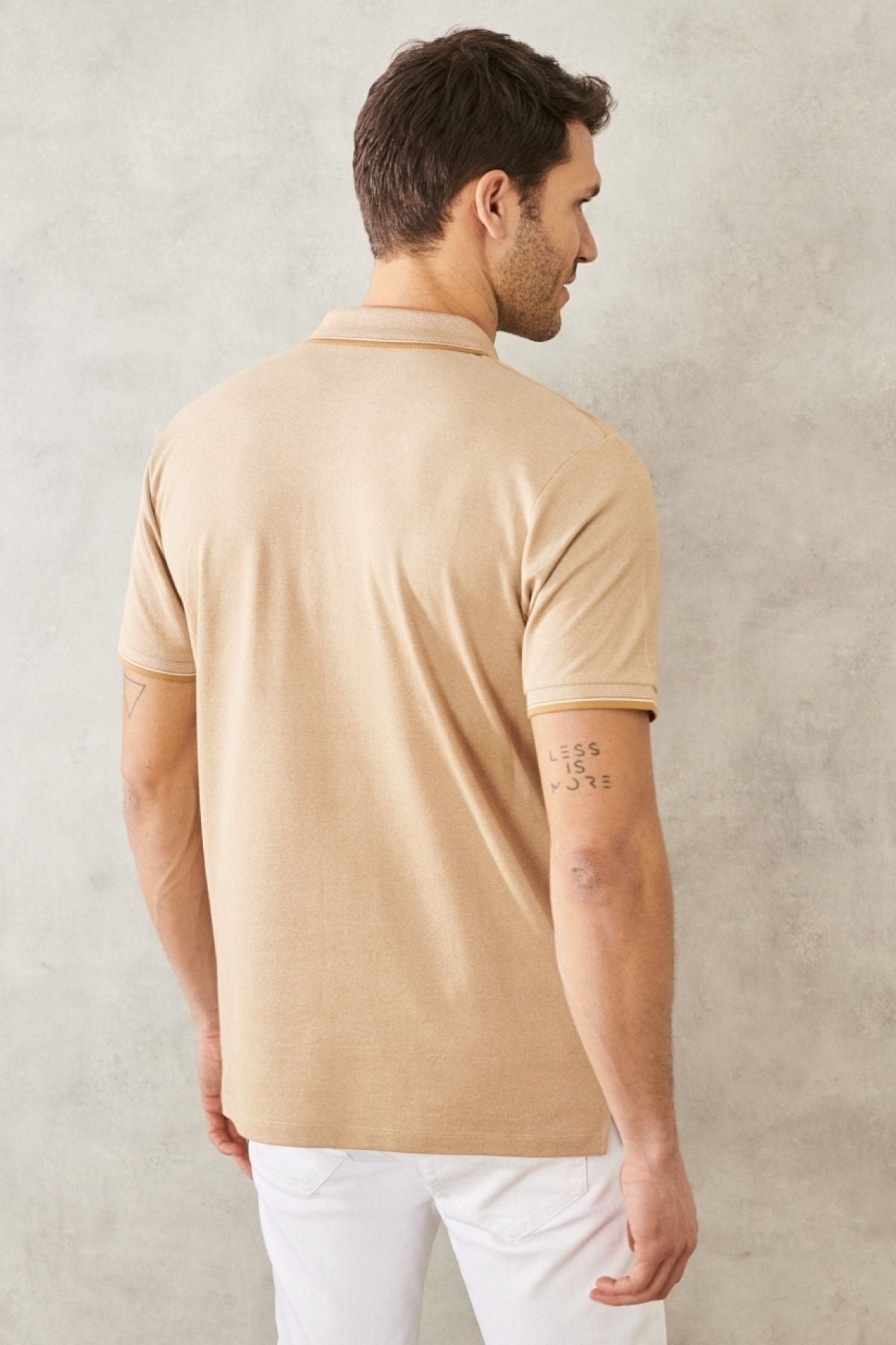 Men -drawn cotton fabric comfort fit comfortable cutting mink curved polo collar pocket t -shirt