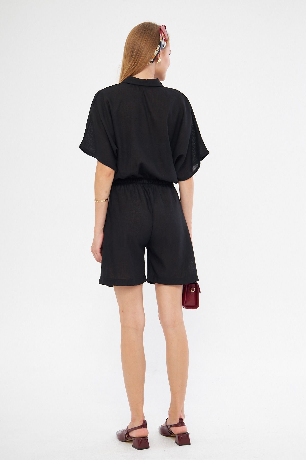 WOMEN BLACK SHIPPING COLLAR SHORT TULUM ARM-24Y001113