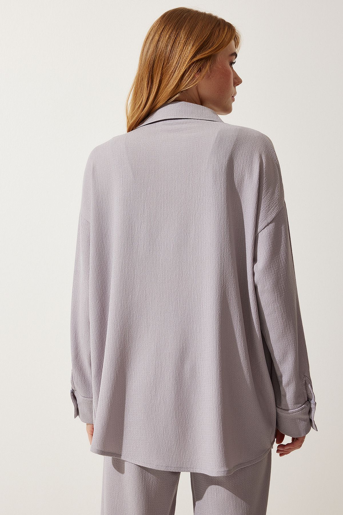 Women's gray comfortable knitted shirt pants set KH00090