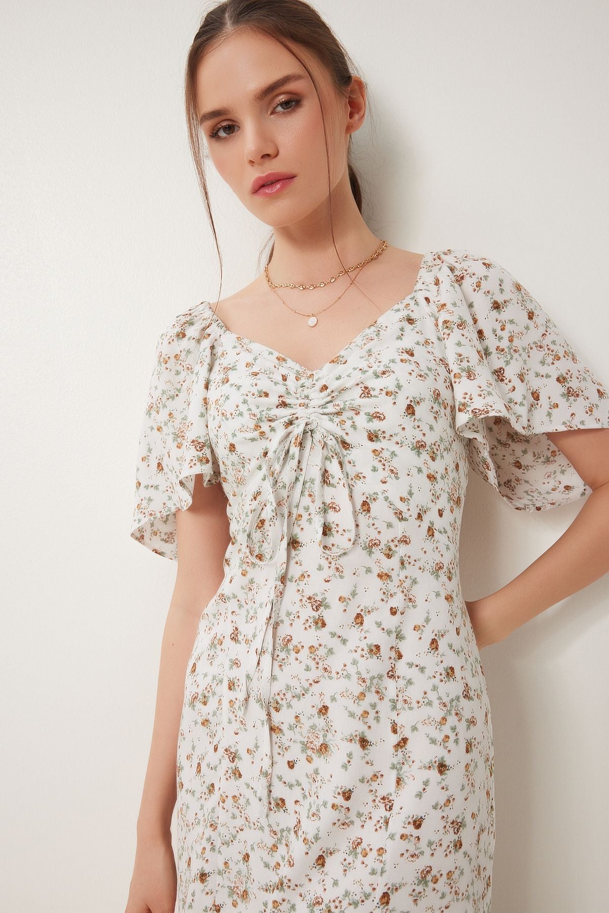 Female Flower Flower Patterned Summer Viscose Dress TP00049