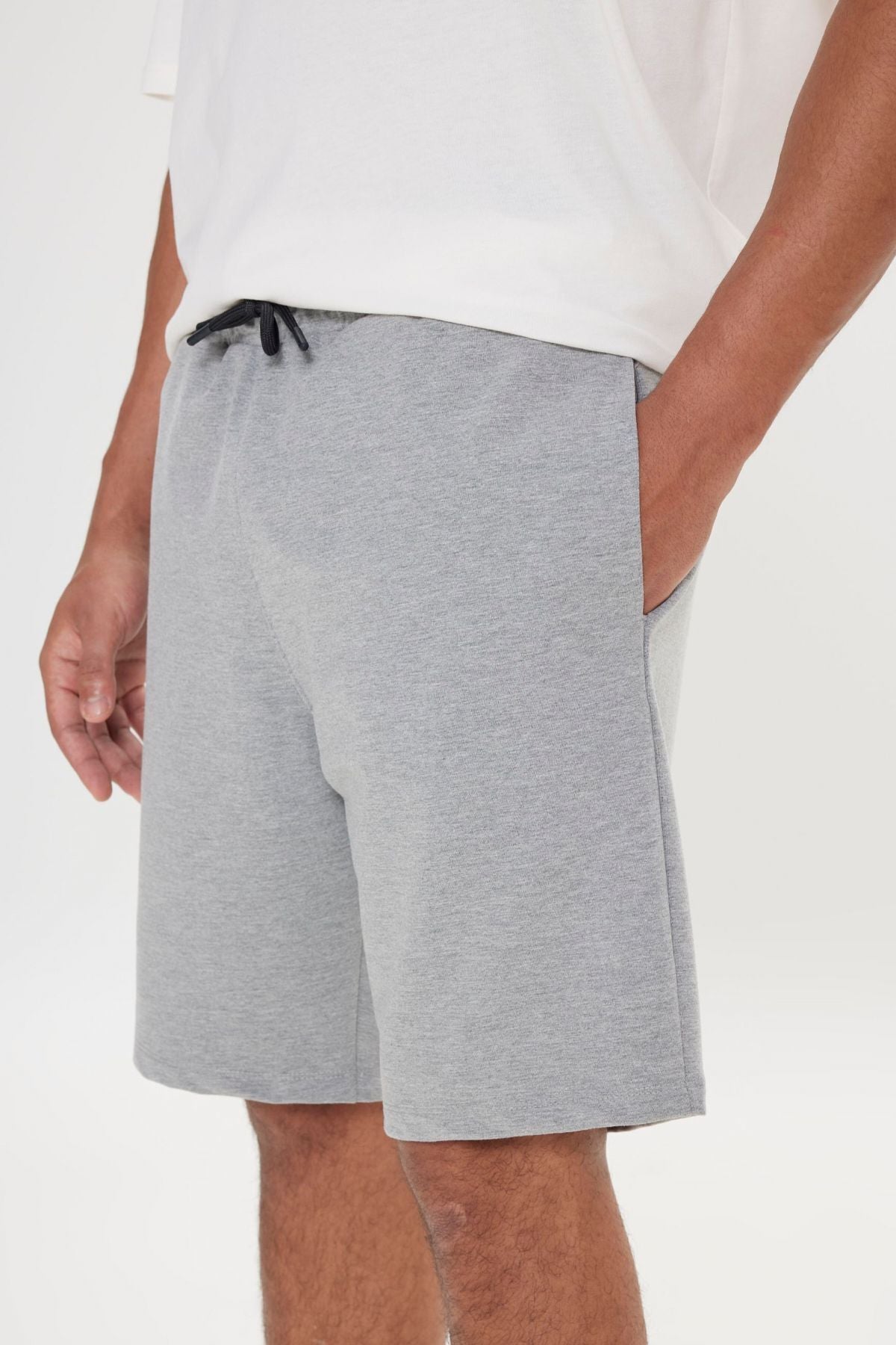 Men's Gray Melanj Standard Fit Normal Cutter Cotton Flexible Knitting Shorts