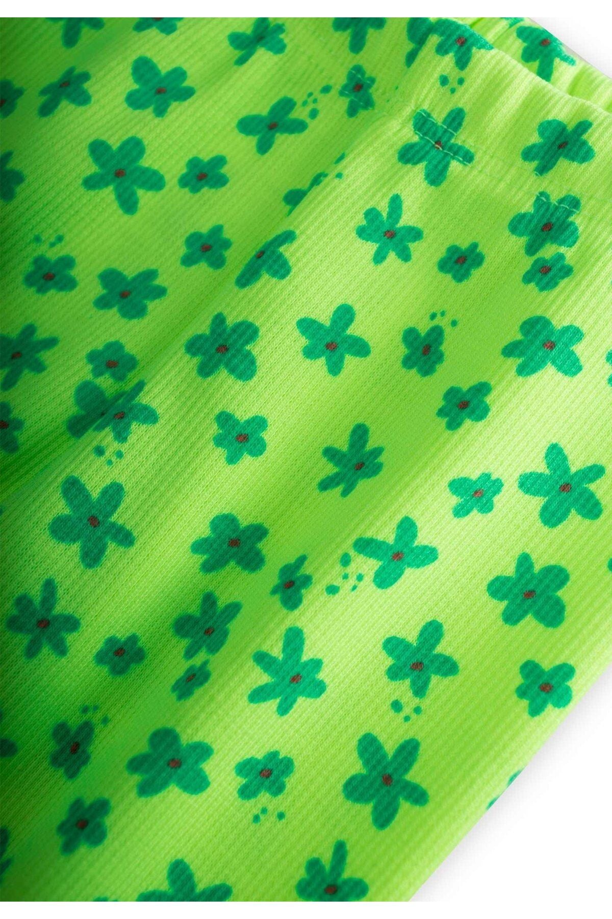 Neon seasonal girl tights 0-5 years old green flowering pattern